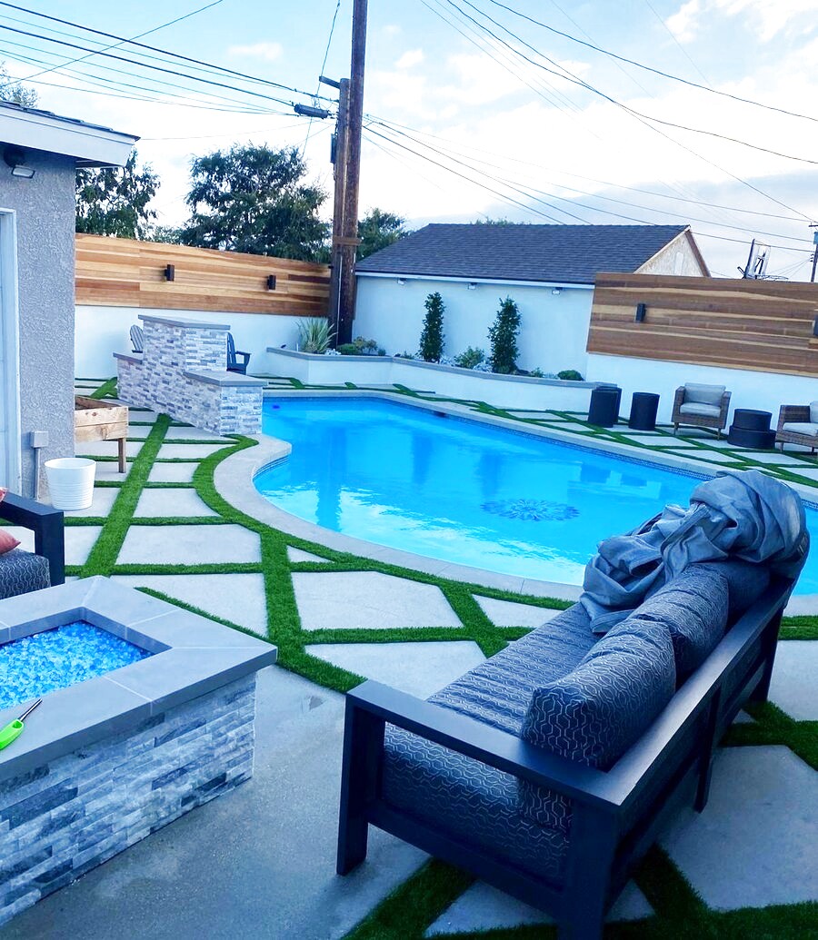 Landscaped backyard